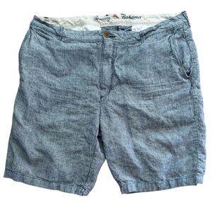 Tommy Bahama Shorts Mens 38 100% Linen Blue Striped Coastal Vacation Resort Wear